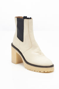 Free People White Leather James Chelsea Boots