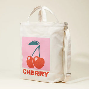 Cherry Printed Top Handle Canvas Bag / Crossbody Bag