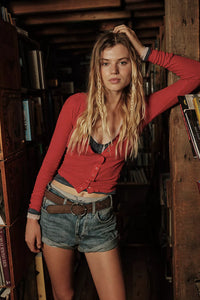 Free People Going Places Cardi- Cherry Crush