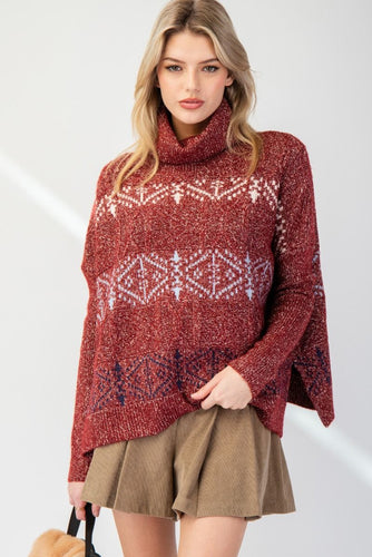 Chestnut Turtleneck Sweater