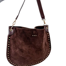 Rosalie Rivet Suede Hobo Bag- Brown