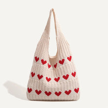 Love Heart Crochet Tote Bag Hand-Woven Shoulder Bag