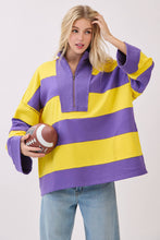 Varsity Stripe Zip Pullover: ROYAL/WHITE