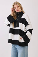 Varsity Stripe Zip Pullover: ROYAL/WHITE