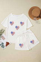 US Flag Round Neck Top and Shorts Set