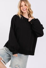 HEART PATCH WASHED SWEATSHIRT: BLACK