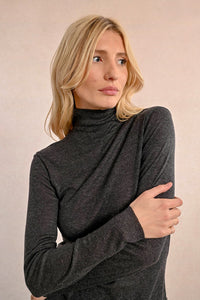 Dark Grey Fine Jersey Turtleneck