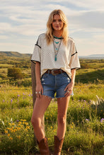 Polka Dot Contrast Trim Top: CREAM