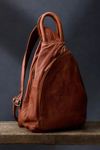 Free People Leather Soho Convertible Backpack- Distressed Brown