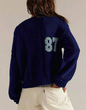 Varsity Number Knit Sweater - Oversized Pullover Top: Apricot / 100% Acrylic