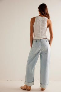 Free People Palmer Cuffed Jeans -Daydream Blue