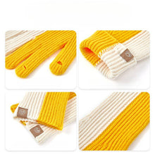 Color Block Simple Ribbed Knit Gloves- Red