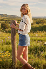 Polka Dot Contrast Trim Top: CREAM
