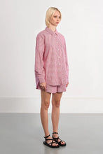Oversized shirt in red striped cotton