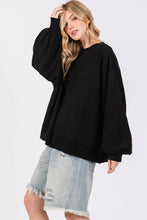 HEART PATCH WASHED SWEATSHIRT: BLACK