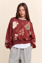 Vintage Holiday Graphic Washed Sweatshirt: Red