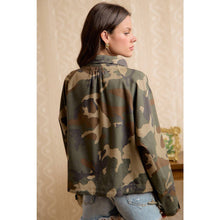 PRINTED HOODED WINDBREAKER JACKET TOP: CAMOUFLAGE