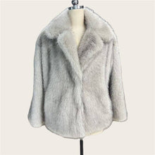 Faux Fur Collar Jacket Loose Paneled Lapel Outerwear: Brown / M