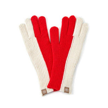 Color Block Simple Ribbed Knit Gloves- Red
