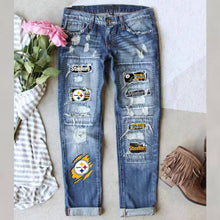Game Day Steelers Ripped Denim Jeans for Women