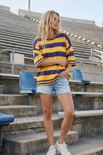 Gameday Stripe Knit Oversized Top: RED/WHITE