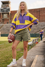 Varsity Stripe Zip Pullover: ROYAL/WHITE
