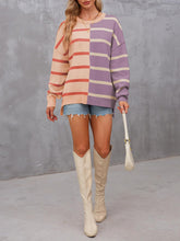 Striped Round Neck Long Sleeve Sweater