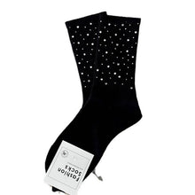 Rhinestone Ribbed Simple Cotton Socks- White
