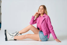 Mauritius Wild RF Leather Jacket- Electric Fuchsia