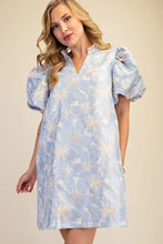 Sky Embroidered Puff Sleeve Dress