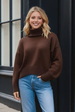 Cozy Turtleneck Dropped Shoulder Long Sleeve Sweater