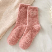 Cute Heart Embroidery Fuzzy Plush Socks - White