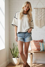 Polka Dot Contrast Trim Top: CREAM