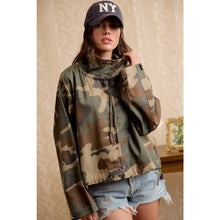 PRINTED HOODED WINDBREAKER JACKET TOP: CAMOUFLAGE
