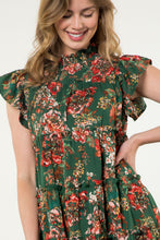 Green Flutter Midi Floral Dress