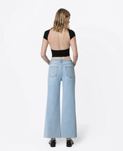High Rise Two Tone Twist Wide Leg Jeans