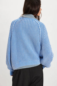 Free People Frankie Cable Sweater- Della Robbia Blue