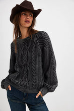 Free People Frankie Cable Sweater- Black