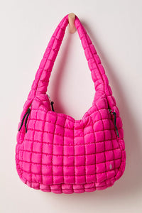Free People Quilted Carryall Bag- Fuschia Flirt