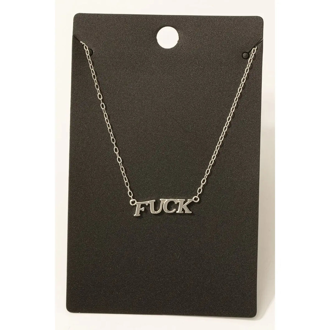 Fuck Print Charm Necklace- Silver