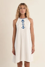 Blue & White Embroidered Dress