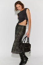 Free People Party Trick Sequin Midi Slip Skirt- GUNMETAL
