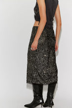 Free People Party Trick Sequin Midi Slip Skirt- GUNMETAL