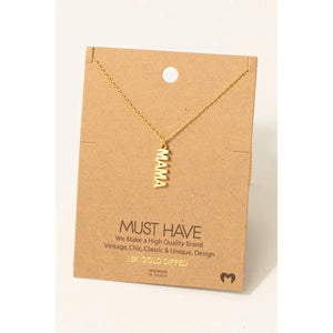 Gold Dipped Flat Mama Pendant Necklace (Silver or Gold)