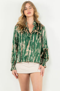 LS Green Print Top