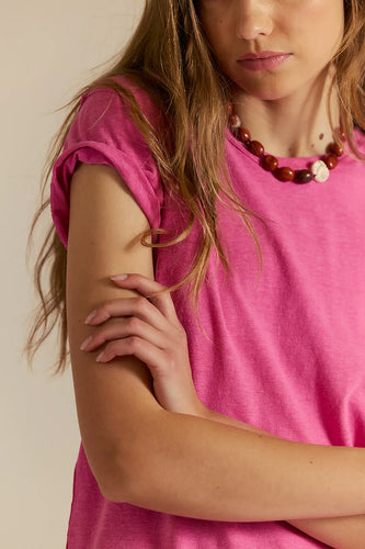 Free People Nova Tee- Hibiscus Pink