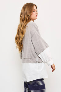 Heather Grey Oversized Collar Top