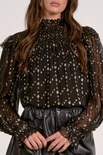 Black Geo Print Mock Top