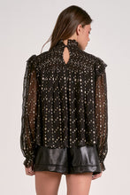 Black Geo Print Mock Top