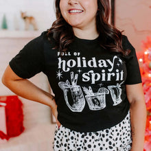 Full of Holiday Spirit Black Christmas Graphic Tee